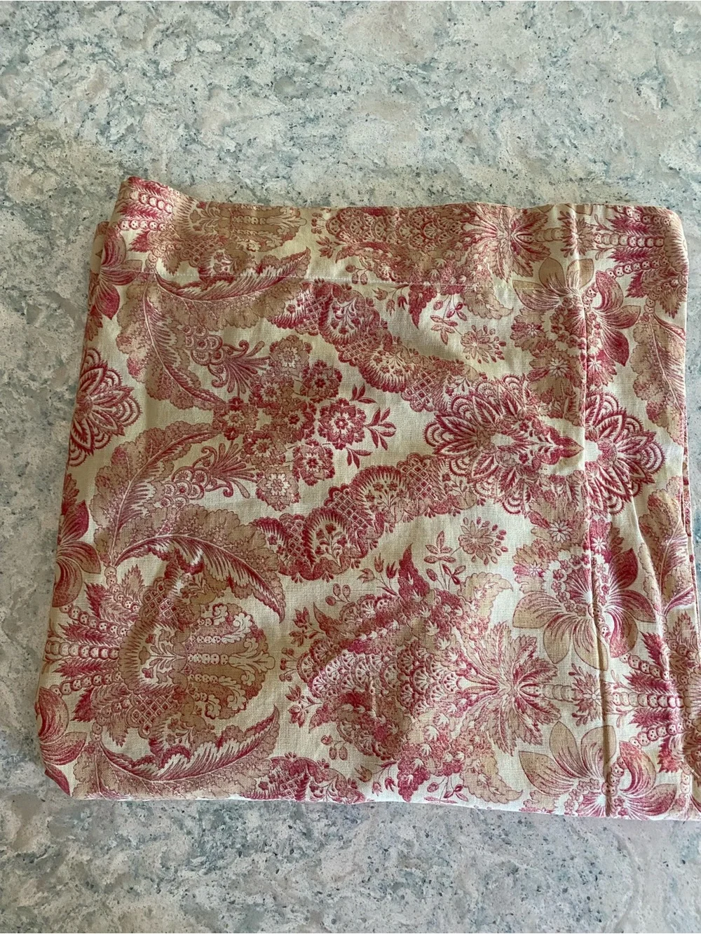 Pottery Barn Pink and Cream Toile Euro Pillow Cover for Bedding 30”